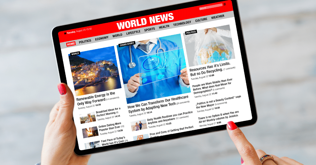 world news on tablet
